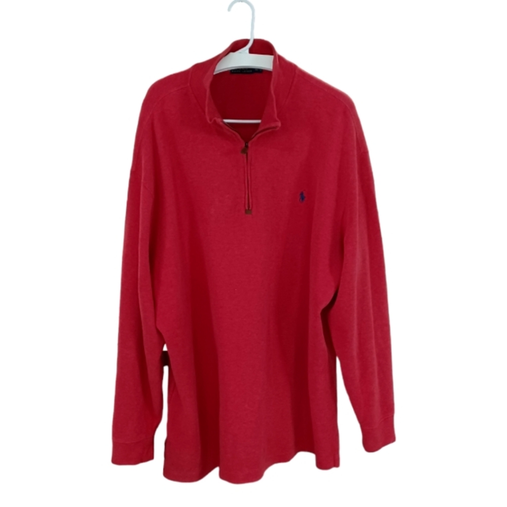 POLO RALPH LAUREN • 2XLT red pullover sweater long sleeve blue polo pony men's